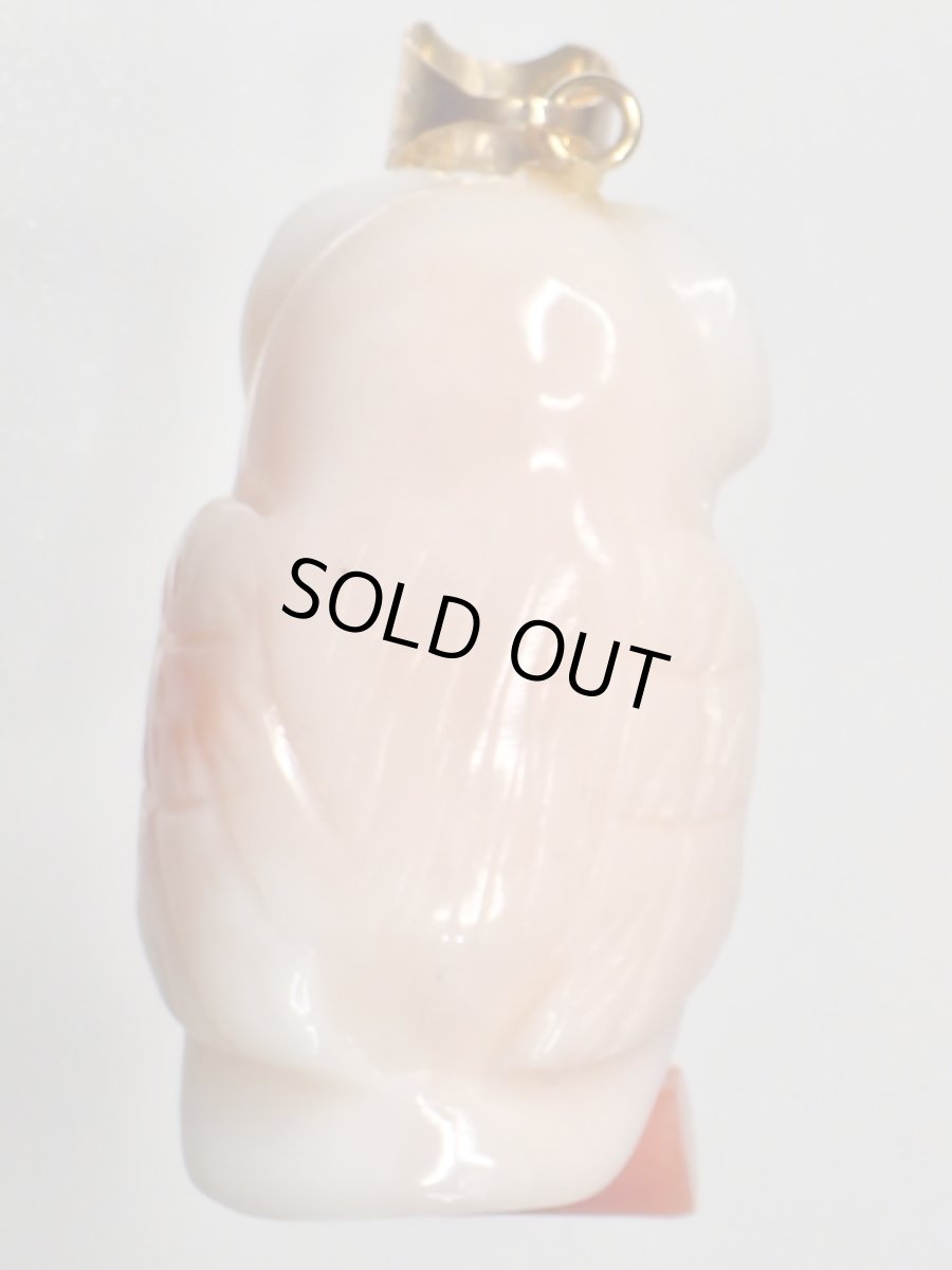 画像4: Ｋ18コーラルふくろうペンダントＢ (4)