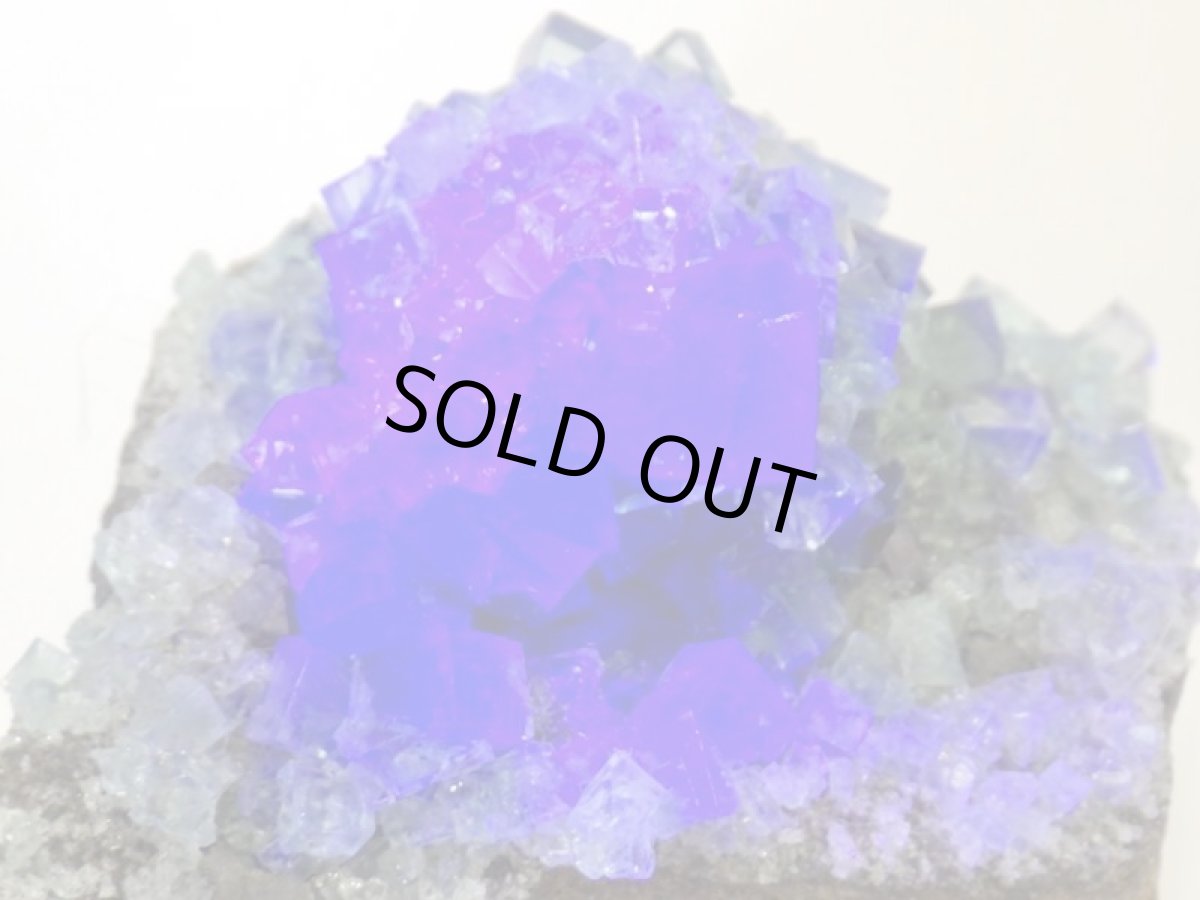 画像2: 強蛍光性蛍石母岩付クラスターＡ (2)